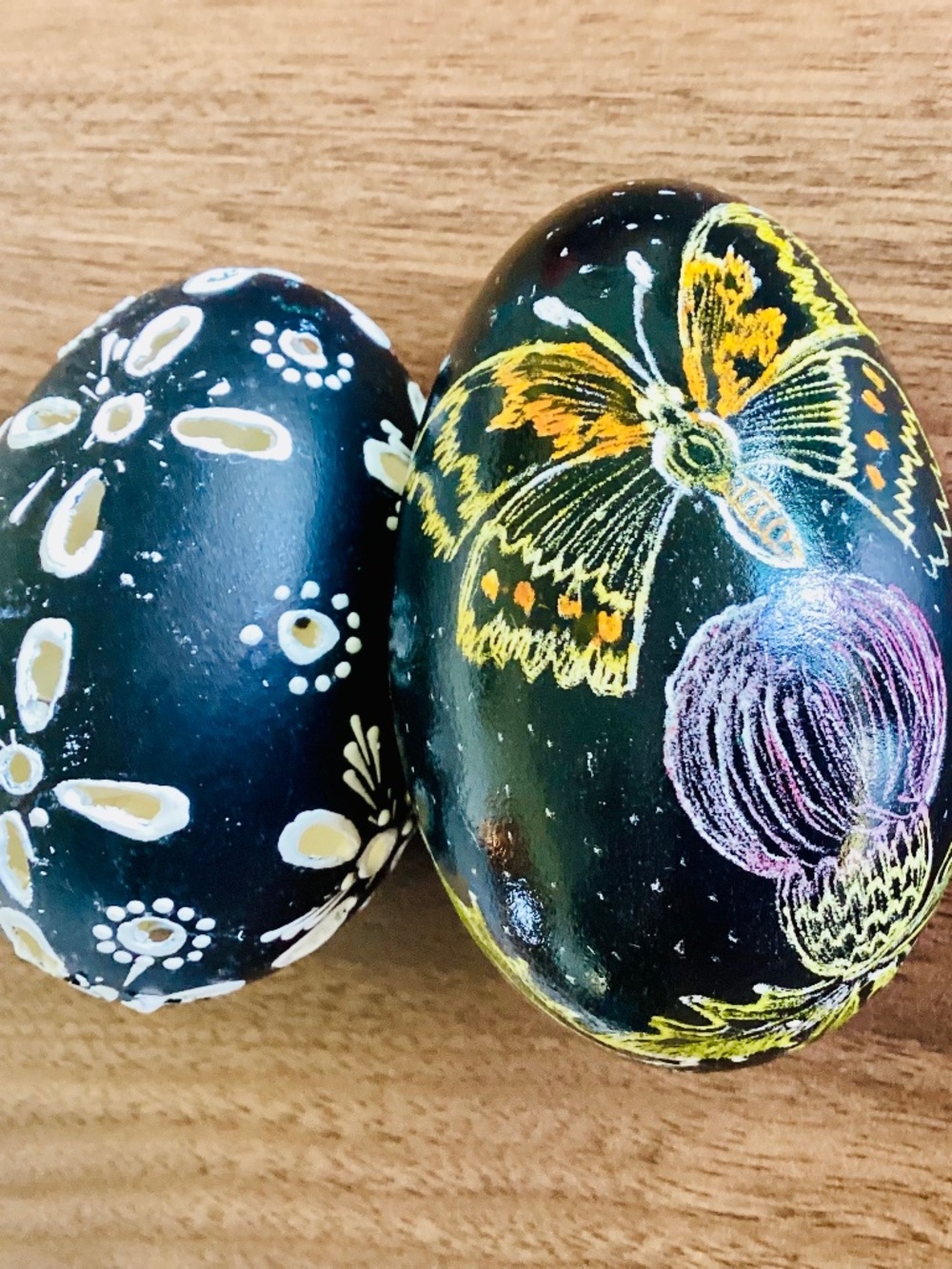 Lot Of 2 Hand Painted Large Easter Duck Eggs Pysanki East European Folk Art